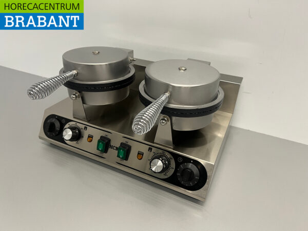 Gaufrier double en acier inoxydable avec minuterie sirop gaufre cornet de glace 230V Horeca – Image 2
