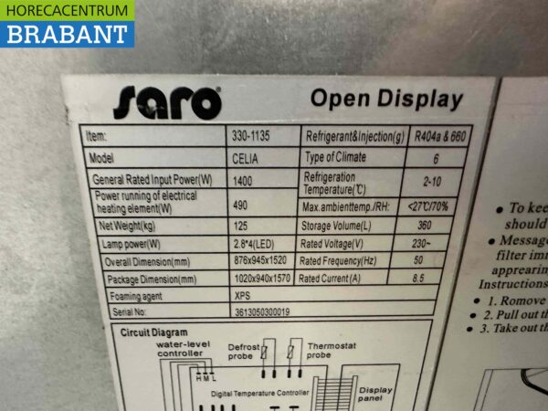 Saro armoire réfrigérante murale Celia 88 cm 230V Horeca – Image 5