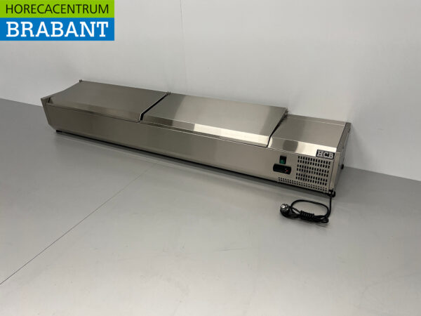Vitrine de comptoir en acier inoxydable Countertop chiller saladière 9 x 1/4 GN 180 cm Horeca – Image 2