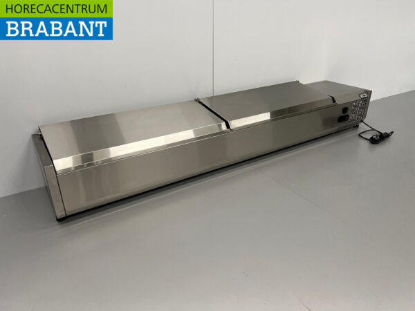 Vitrine de comptoir en acier inoxydable Countertop chiller saladière 9 x 1/4 GN 180 cm Horeca – Image 3