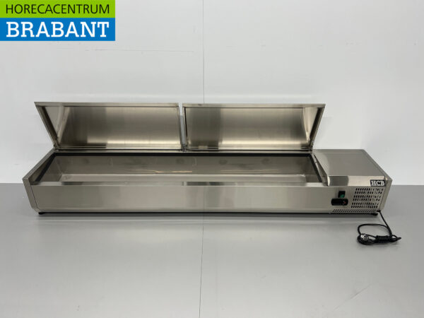 Vitrine de comptoir en acier inoxydable Countertop chiller saladière 9 x 1/4 GN 180 cm Horeca – Image 4