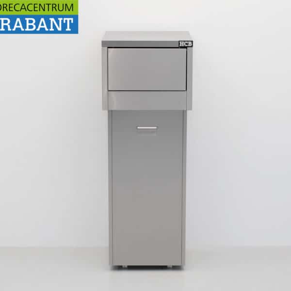 Poubelle mobile HCB en acier inoxydable, gamme Premium, avec couvercle à pousser, 130 litres, pour le secteur de la restauration