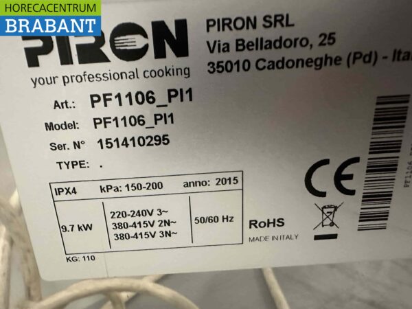 Acier inoxydable Piron PF1106 Combi-steamer Cuiseur vapeur 6 x 60/40 ou 1/1 GN 400V Horeca – Image 6