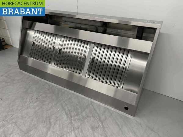 Hotte aspirante en acier inoxydable Premium-line Moteur 2000 mètres cubes Modèle oblique 200 cm 230V Horeca – Image 2