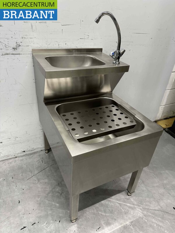 Acier inoxydable HCB Évier double Évier à bec verseur combi Robinet 50.5 cm Horeca – Image 4