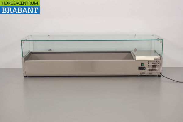 Vitrine de comptoir en acier inoxydable Vitrine de comptoir saladière 7 x 1/3 GN 160 cm Horeca