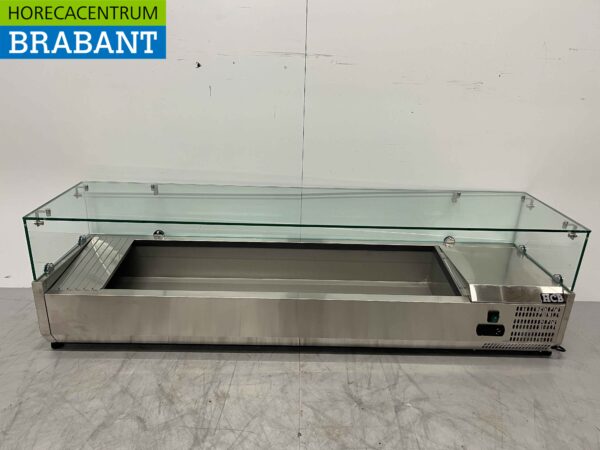 Vitrine de comptoir en acier inoxydable Vitrine de comptoir saladière 7 x 1/3 GN 160 cm Horeca