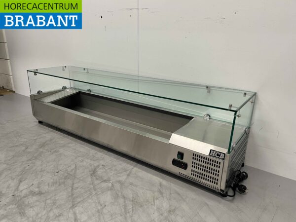 Vitrine de comptoir en acier inoxydable Vitrine de comptoir saladière 7 x 1/3 GN 160 cm Horeca – Image 2