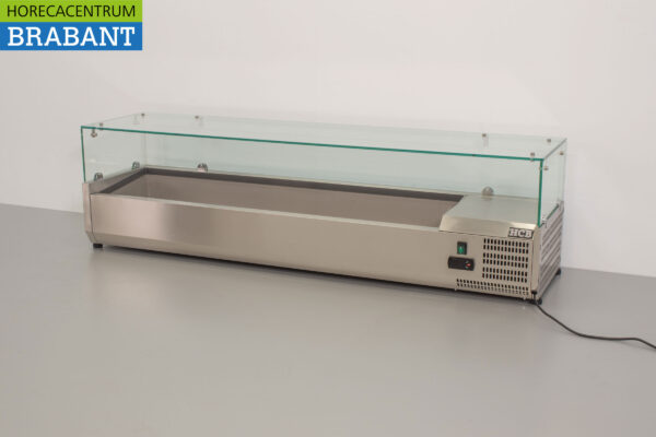 Vitrine de comptoir en acier inoxydable Vitrine de comptoir saladière 7 x 1/3 GN 160 cm Horeca – Image 2