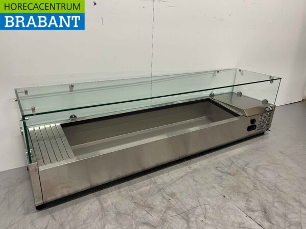 Vitrine de comptoir en acier inoxydable Vitrine de comptoir saladière 7 x 1/3 GN 160 cm Horeca – Image 3