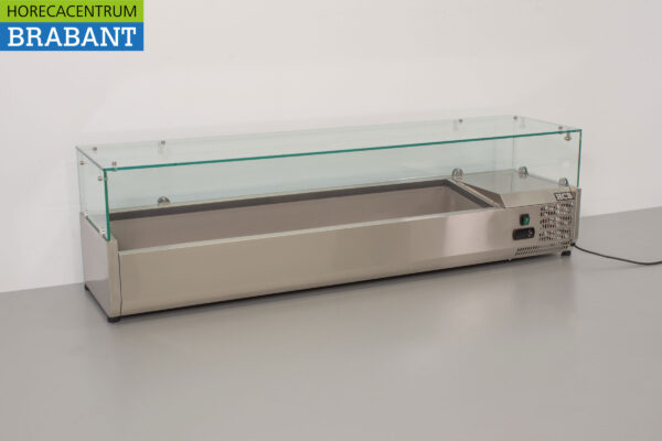 Vitrine de comptoir en acier inoxydable Vitrine de comptoir saladière 7 x 1/3 GN 160 cm Horeca – Image 3