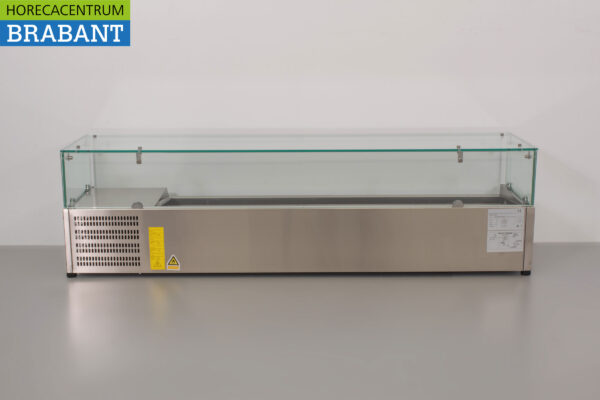 Vitrine de comptoir en acier inoxydable Vitrine de comptoir saladière 7 x 1/3 GN 160 cm Horeca – Image 8