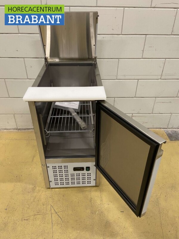 Saladette réfrigérée en acier inoxydable Comptoir 1 porte 1/1 GN 43,5 cm 230V Horeca – Image 6