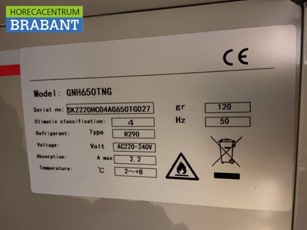 Acier inoxydable Porte vitrée Réfrigérateur Réfrigérateur 2/1 GN 650 litres 230V Horeca – Image 5