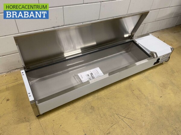 Vitrine de comptoir en acier inoxydable Vitrine de comptoir saladière 7 x 1/3 GN 160 cm Horeca – Image 4