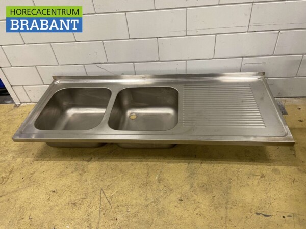 Bac d'évier en acier inoxydable Evier 180 x 70 cm Horeca – Image 3
