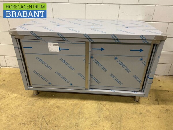 HCB armoire de travail en acier inoxydable 2 portes coulissantes Premium-line 140 cm Restauration