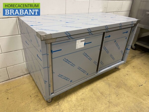 HCB armoire de travail en acier inoxydable 2 portes coulissantes Premium-line 140 cm Restauration – Image 3
