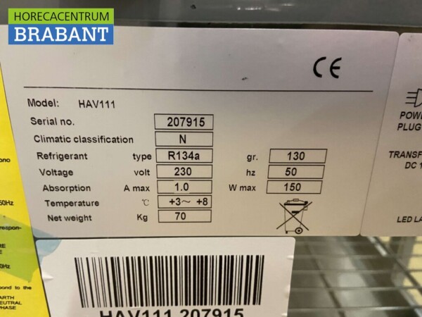 Acier inoxydable GGG Vitrine réfrigérée 111 cm 230V Horeca – Image 6