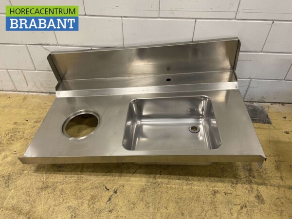Bac d'alimentation en acier inoxydable Évier avec trou de vidange 120 x 70 cm Horeca