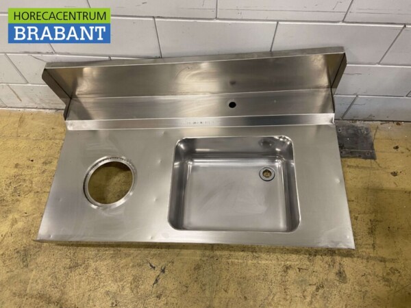 Bac d'alimentation en acier inoxydable Évier avec trou de vidange 120 x 70 cm Horeca – Image 2