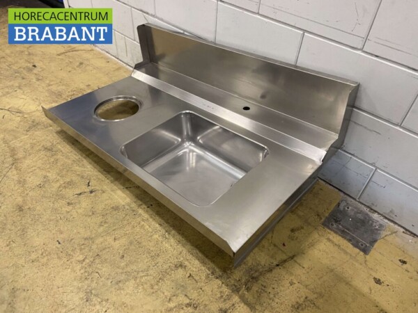 Bac d'alimentation en acier inoxydable Évier avec trou de vidange 120 x 70 cm Horeca – Image 3