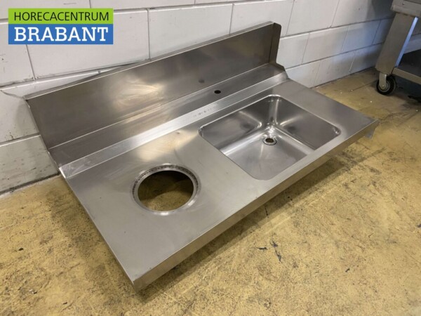 Bac d'alimentation en acier inoxydable Évier avec trou de vidange 120 x 70 cm Horeca – Image 4