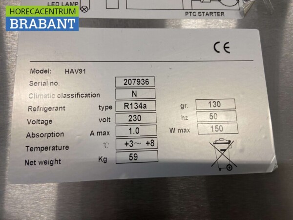 Acier inoxydable GGG Vitrine réfrigérée 91 cm 230V Horeca – Image 6