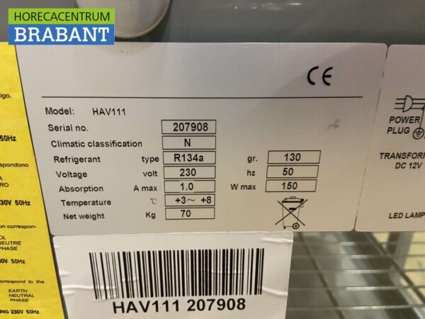 Acier inoxydable GGG Vitrine réfrigérée 111 cm 230V Horeca – Image 6