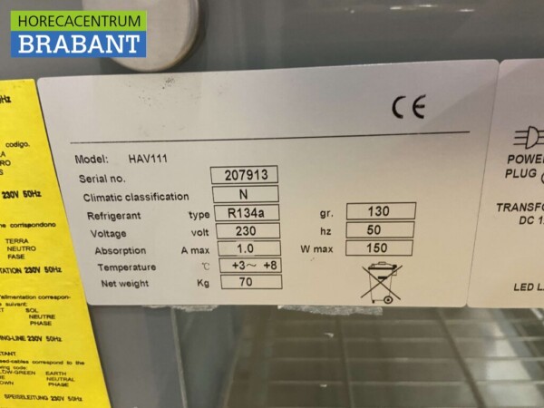 Acier inoxydable GGG Vitrine réfrigérée 111 cm 230V Horeca – Image 6