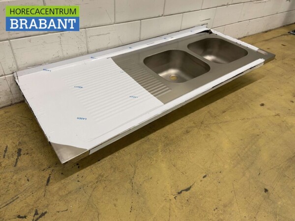 Plan de travail en acier inoxydable Double évier 170 x 70 cm Horeca – Image 4