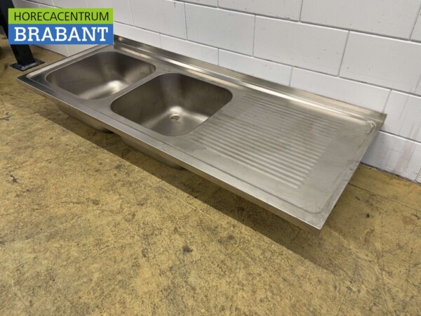 Bac d'évier en acier inoxydable Evier 180 x 70 cm Horeca – Image 3
