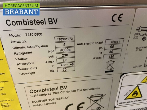 Acier inoxydable Combisteel Vitrine réfrigérée 111 cm 230V Horeca – Image 5