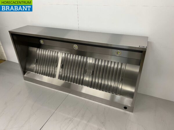 Hotte aspirante en acier inoxydable avec filtres à lamelles Premium-line 200 cm Modèle de boîte Horeca – Image 2