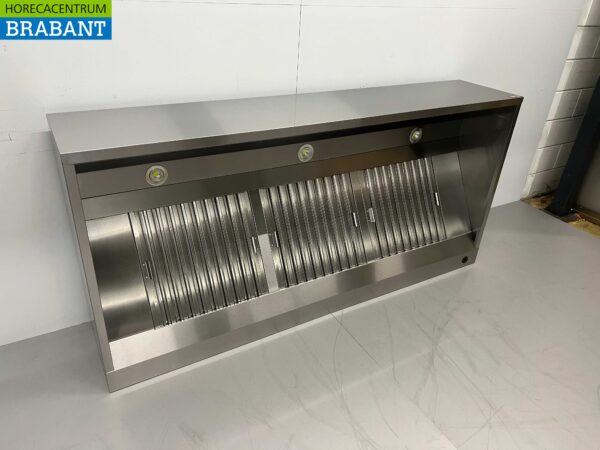 Hotte aspirante en acier inoxydable avec filtres à lamelles Premium-line 200 cm Modèle de boîte Horeca – Image 3