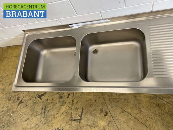 Plan de travail en acier inoxydable Double évier 190 x 70 cm Horeca – Image 4