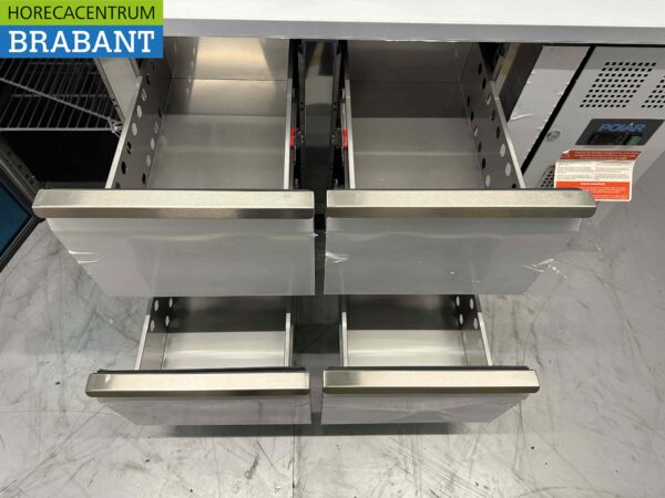 Établi réfrigéré Polar en acier inoxydable 1 porte et 4 tiroirs 179,5 cm 230V Horeca – Image 5
