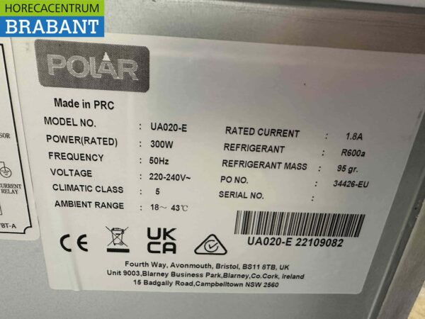 Établi réfrigéré Polar en acier inoxydable 1 porte et 4 tiroirs 179,5 cm 230V Horeca – Image 6