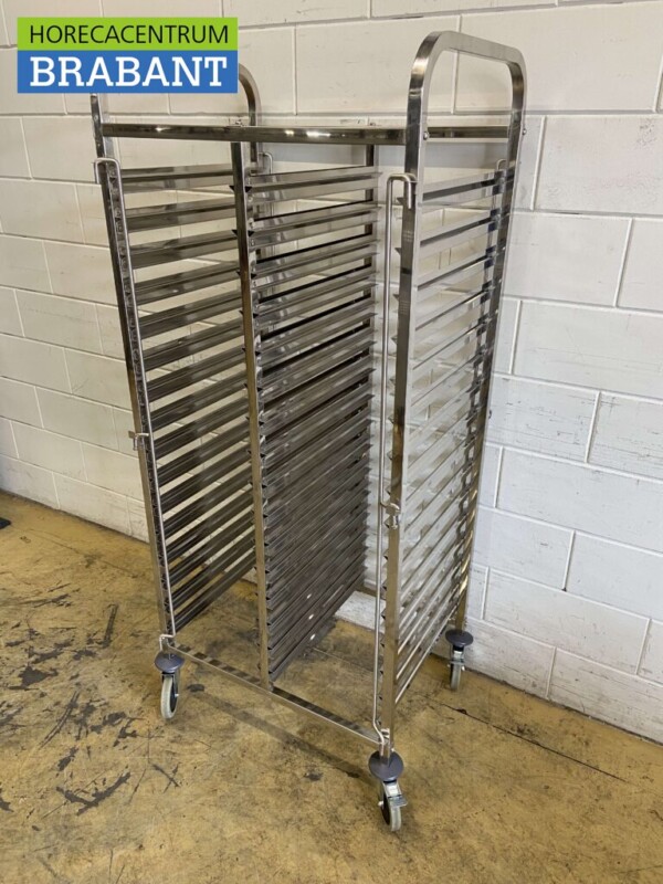 Acier inoxydable Chariot à double plateau 30 x 1/1 Gastronorm GN Catering – Image 2