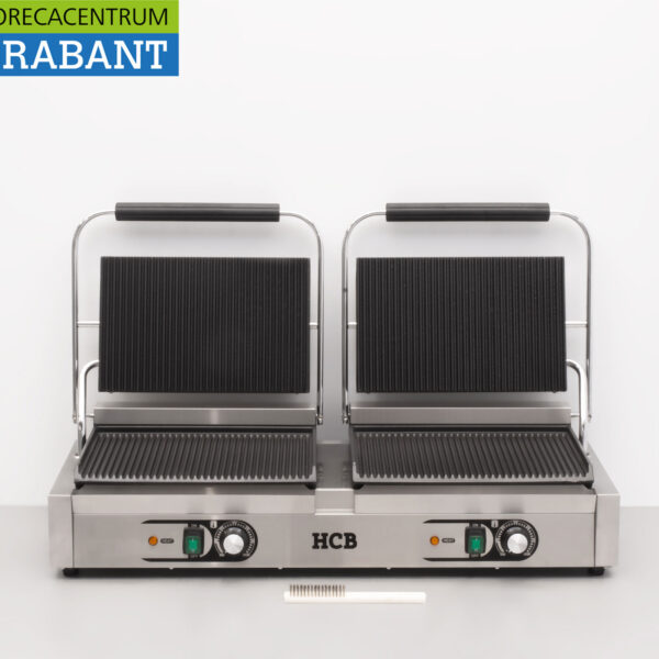 HCB Gril à double contact en acier inoxydable Gril à panini XXL nervuré 230V Restauration