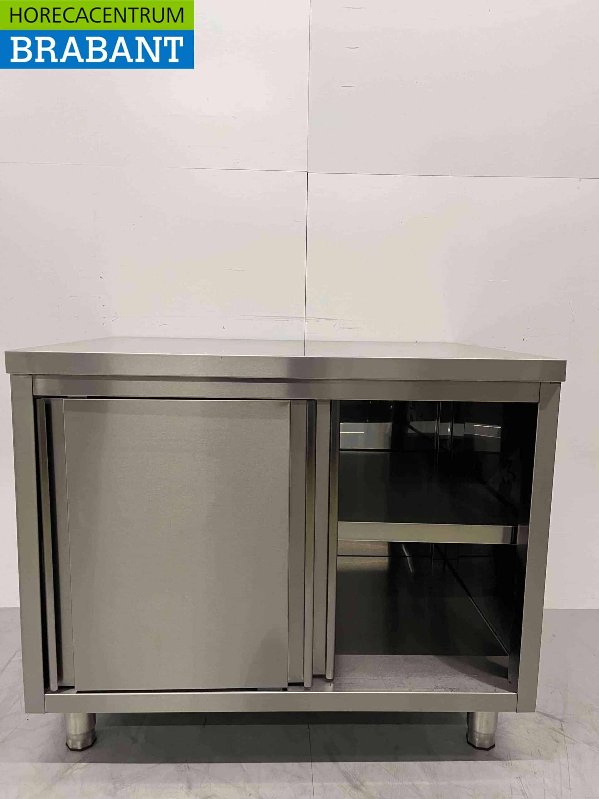 Armoire De Travail En Acier Inoxydable Avec Portes Coulissantes 120x50x95 Cm