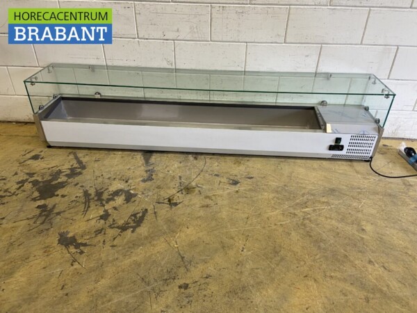 Vitrine de comptoir en acier inoxydable Countertop chiller saladière 10 x 1/4 GN 200 cm Horeca