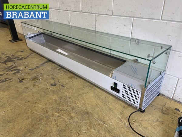 Vitrine de comptoir en acier inoxydable Countertop chiller saladière 10 x 1/4 GN 200 cm Horeca – Image 2