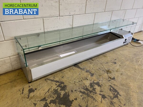 Vitrine de comptoir en acier inoxydable Countertop chiller saladière 10 x 1/4 GN 200 cm Horeca – Image 3