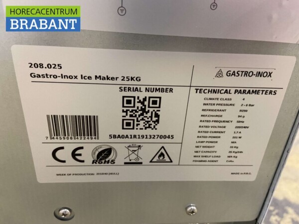 Machine à glaçons Gastro-Inox en acier inoxydable Machine à glaçons 25 kg p/d 230V Horeca – Image 5
