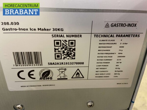 Machine à glaçons Gastro-Inox en acier inoxydable Machine à glaçons 30 kg p/d 230V Horeca – Image 5