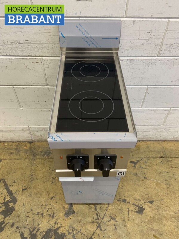 Acier inoxydable Gastro-Inox 2 brûleurs Cuisinière électrique vitrocéramique 230V Horeca – Image 2