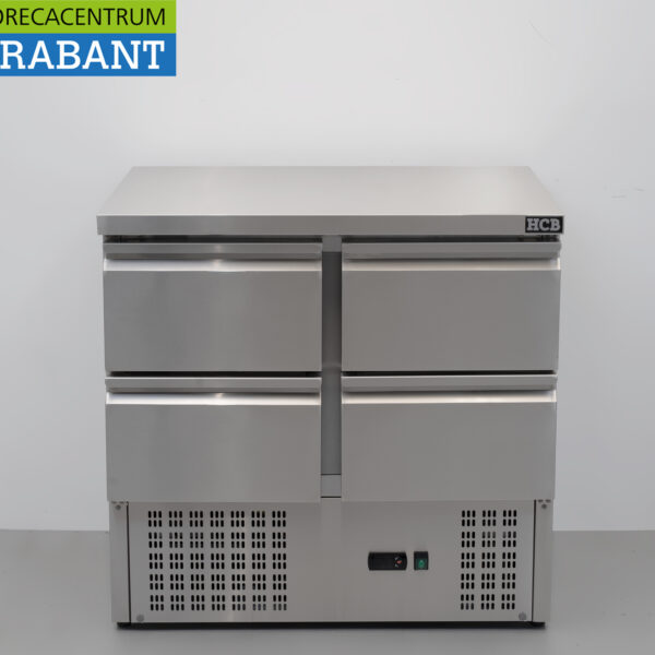 Établi réfrigéré HCB en acier inoxydable 4 tiroirs 90 cm 230V Horeca