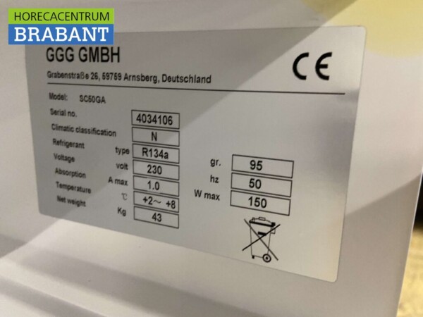 GGG Réfrigérateur à porte en verre 68 litres 230V Horeca – Image 5