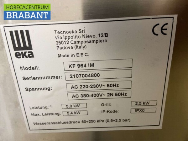 Four EKA en acier inoxydable Four à air chaud avec gril et injection d'humidité 400V Horeca – Image 6